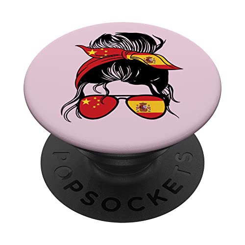 Raíces chinas Bandera de China español chino PopSockets PopGrip Intercambiable