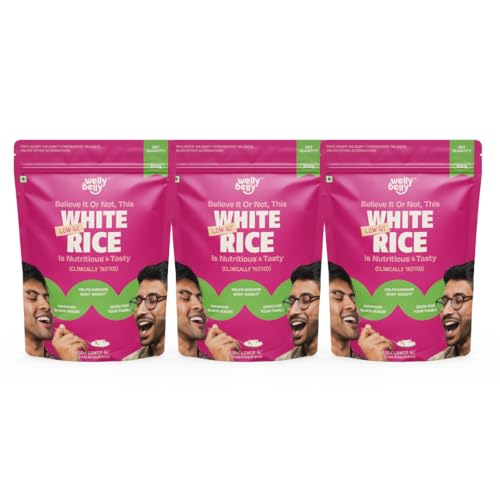 Image of Welly Belly Low GI White Rice 850g | 50% Lower Glycemic Index | Source of Protein & Fiber | Ideal Choice for Weight Management | Naturally Sourced | PCOS & Diabetic Friendly Chawal | Pack of 3