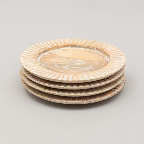 Plato de madera blanco artesanal de 13 pulgadas miniatura 5