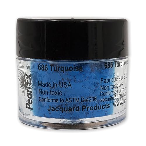 Jacquard Pearl Ex Pigment Powder 3 Grams Turquoise - Loose Mica Powder for Epoxy Resin, Watercolors, Calligraphy Ink & Clay - Epoxy Pigment Powder - Epoxy Resin Color