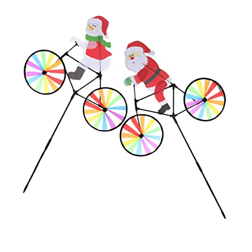 HEMOTON 2Pcs Christmas Garden Windmill Santa for Educational for Outdoor Fun Holiday Decoration for