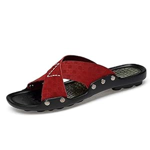 XYAL0003001 Xingyue Aile Slippers & Sandalen Zomer Strand Indoor Mode Slides Voor Mannen, Echt Leer Anti-slip Douche Slippers Platte Waterdichte Sneldrogende Ronde Open teen Slides