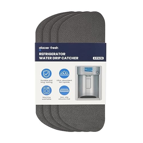 GLACIER FRESH Refrigerator Water Drip Tray Cache For Fridge Water Dispenser From Water Splatter and Spills, Replacement for Whirlpool, GE, Samsung Fridge Accessories (2 Pack, Semi-Circular)