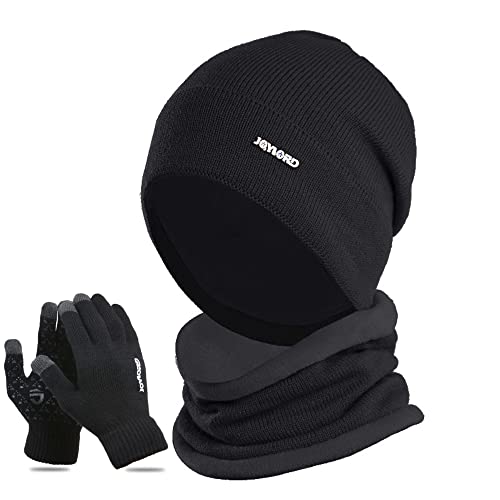 Consejos para Comprar Gorros de punto para Hombre . 44 Gorro con Bufanda Unisex Gorro Para Frío Y Guantes Táctiles Invierno para Hombre y Mujer Tejido de Punto (Negro+Guantes)