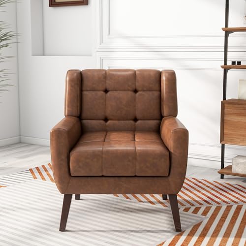 Sillón Plegable Cuero Sintético Café miniatura 6
