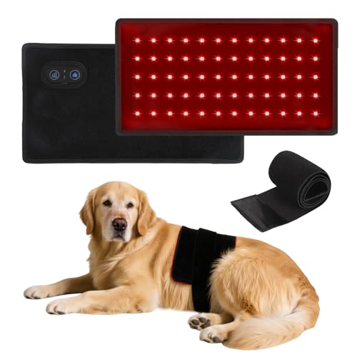 Red Light Therapy for Dogs,Wearable Infrared Light Therapy Belt for Pets Wounds Repair,Joint & Back Pain Relief,12.8 × 6.8 in 660/850 nm 80-LED Pad
