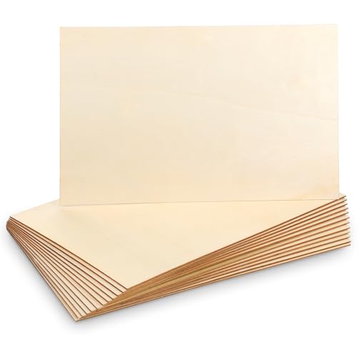 25 Pcs 8 x 12 Inch Basswood Sheets Birch Plywood Sheets Unfinished Plywood Sheet Unfinished Wood Boards for Laser Cutting, Wood Burning Painting, Architectural Models