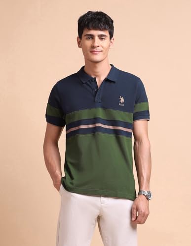 Image of U.S. POLO ASSN. Slim Fit Polo T Shirts for Men - 100% Cotton, Half Sleeves Mens Tshirt