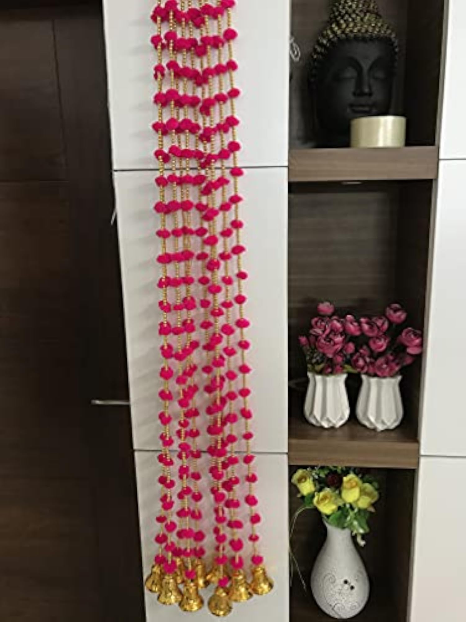 Collections Handmade Dark Pink Strings Pom Pom for Door, Wall Hanging