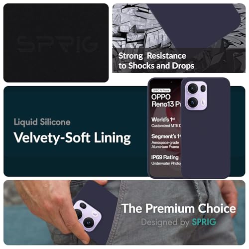 Image of SPRIG Compatible with Oppo Reno 13 Pro Premium SilkTone Back Cover Drop Tested Shock Proof Mobile Case for Men, Women, Boys and Girls with Camera Protection (Midnight Blue)