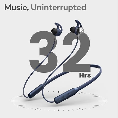 Image of GOBOULT EQCharge Bluetooth Earphones 32H Playtime, Zen ENC Mic, Dual Connectivity, Type C Fast Charging, 14.2mm Bass Driver, Made in India, IPX5 Silicon Neckband(Teal)