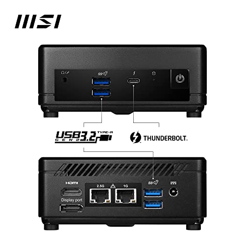 Image of MSI Cubi 5 12M Mini PC - Intel Core i3-1215U CPU, 8GB DDR4 3200Hz Memory, 256GB M.2 SSD Storage, 4X USB 3.2 Gen 2 Type-A, Thunderbolt 4, HDMI 2.0b & DP 1.4, Bluetooth 5.3 - Black, Windows 11 Pro