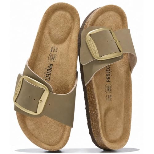 Image of Project Cloud 100% Genuine Leather Sandals Women Comfortable Womens Slides