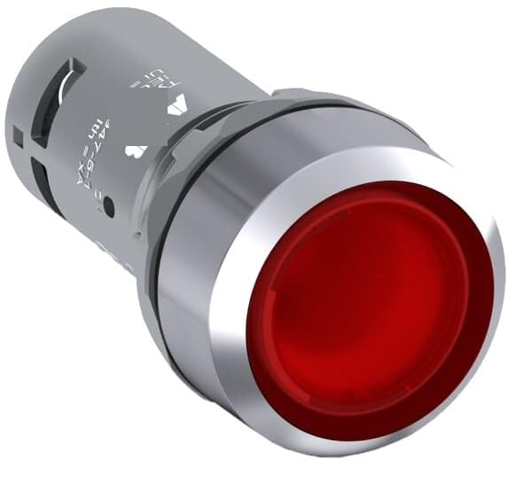 Bouton poussoir instantané 10 pièces, bouton-poussoir compact - momentané - affleurant - rouge, CP1-32R-01 10116172 1SFA619100R3241, éclairé - métal chromé - 1NC
