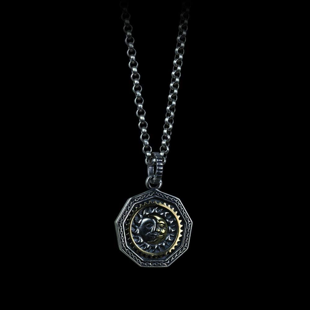 MILEVO Collar con Colgante, Collar de Plata de Ley 925 for Hombre, Collar con Colgante de joyería, Collar Negro for Hombres y niños con Longitud de Cuerda de Cuero, Cadena de Plata de 27,6 Pulgadas