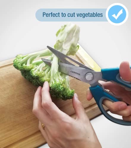 Wamery Kitchen Scissors Heavy Duty - Cut Through Meat, Poultry, Seafood, Veggies, Pizza - Stainless Steel Kitchen Shears with Magnetic Holder for Fridge