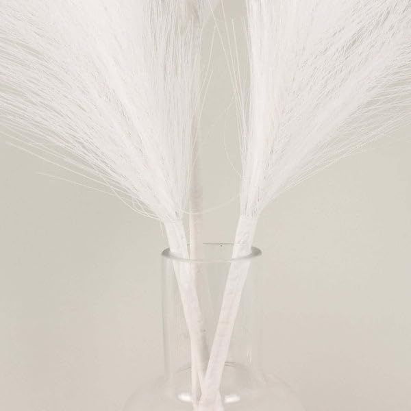 Miniatura 8 de Tableclothsfactory 3 tallos Aerosoles artificiales de hierba de pampa blanca de 44 pulgadas, ramas sintéticas, florero, arreglo floral