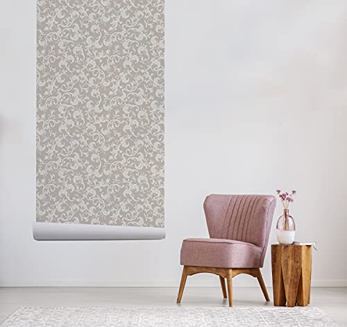 Papier peint damassé pour masquer les défauts du mur de salon - 5