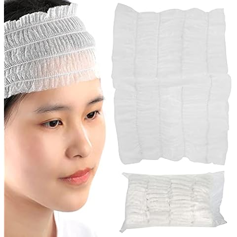 100pcs Disposable Elastic Hair Wraps Non Woven Headbands Spa Salon Makeup Sauna Facial Skin Care Hair Bands Headbands for Skin Care Beauty Accessories for Hospital Medical Cover