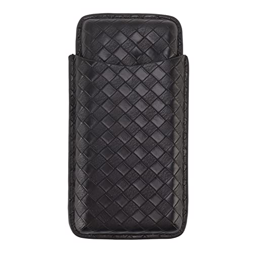 Qiilu Leather Cigar Case for Men - 3 Sticks Portable Cigar Case Leather Humidors Travel - Accessories & Humidors (Black)