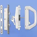 ALLYWASAI Sliding Patio Door Handle Set with Mortise Lock, Suitable for Sliding Glass Patio Door Thickness from 1.5in to 2in, 4-15/16" Screw Holes, Need to Drill, Reversible Design, Keyed, White