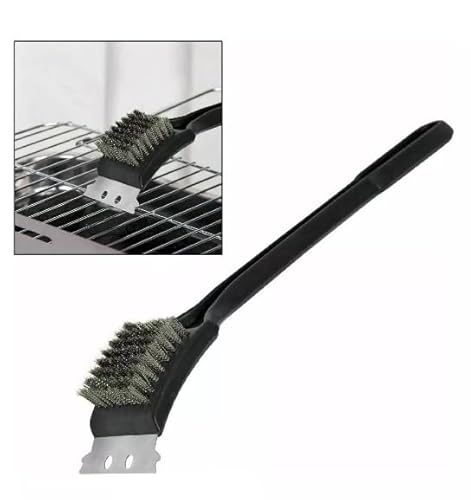 Kit Escova De Aço Para Limpar Grelha Churrasqueira Com Raspador +3 Conjunto Escova de Aço para Limpe