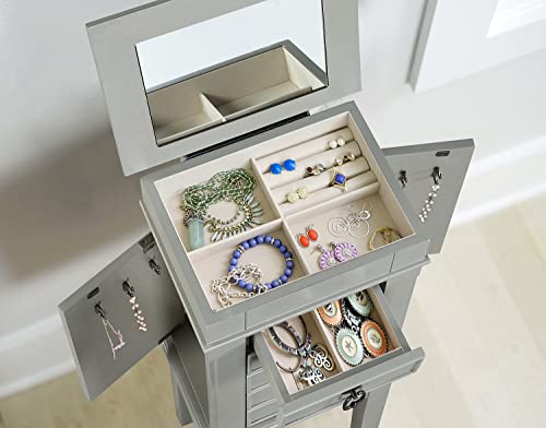Hives-and-Honey-Meg-Jewelry-Armoire-Modern-Wood-Storage-Organizer-with-Necklace-Hooks-5-Drawers-and-Vanity-Mirror-Grey