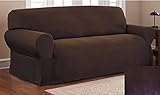 Elegant Home One piece Stretch to Fit Sofa Cover Furniture Couch Slipcover # Stella (Coffee / Brown)