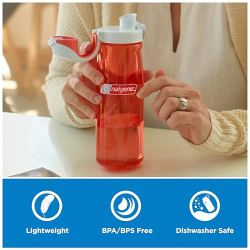 Image of Nalgene 24 oz On The Fly Lock-Top Water Bottle, Coral w /Frost Coral