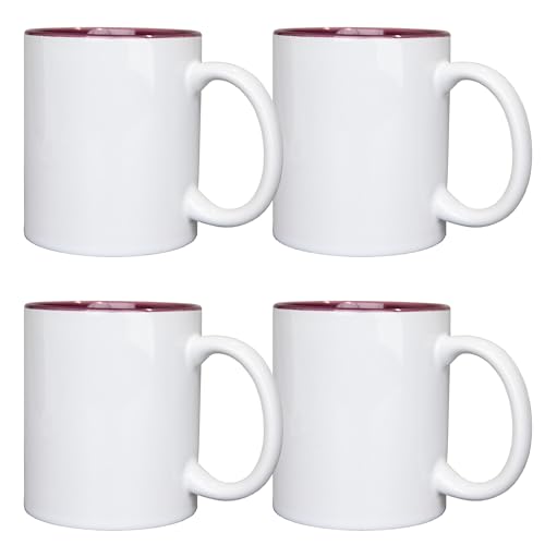 SHATCHI 4 tazas blancas de sublimación de doble color de 325 ml, tazas de sublimación con revestimiento de prensa de calor, tazas de té, café, regalo personalizado