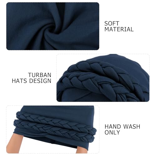 Image of DRESHOW African Women Turban Caps Beanie Twist Headscarf Pre-Tied Double Twisted Braids Headwraps for Women Chemo Cancer Cap