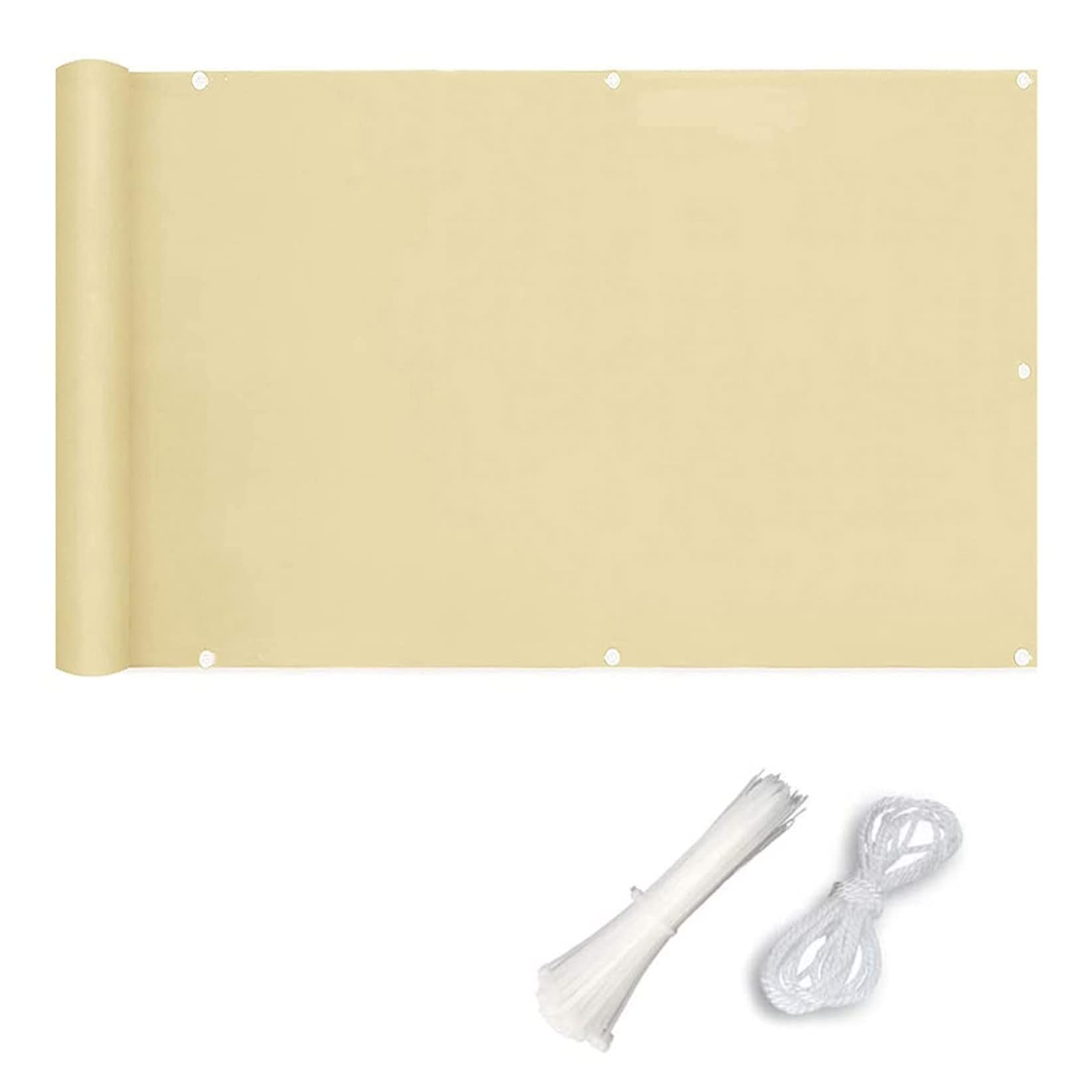 GJZQDKX Weatherproof Balcony Cladding 1x9m Reinforced Slats with Eyelets Includes Nylon Cable Ties & Cord for Patio Fence & Garden Beige