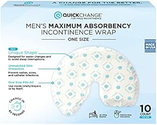 QuickChange Men's Incontinence Wrap, Maximum Absorbency Catheter Alternative for Males with Reduced Mobility. Adjustable Size, Fits Inside Diapers, Briefs or Underwear. 10-Count Trial Pack