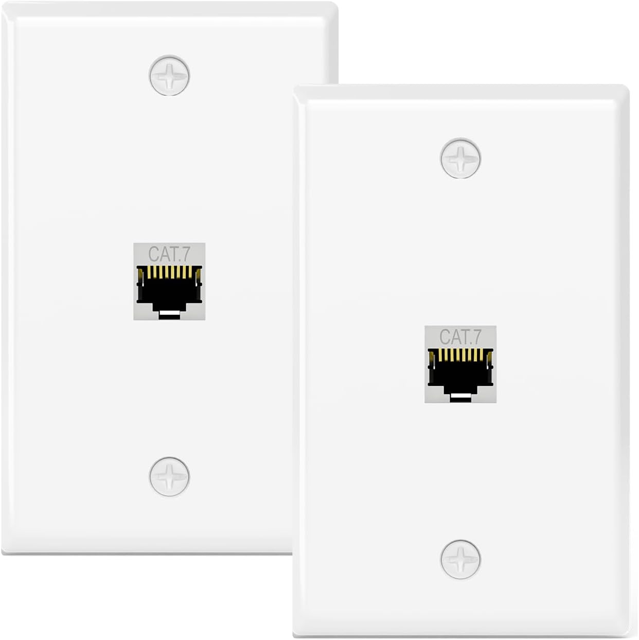 VCE CAT7 Shielded Ethernet Wall Plate UL Listed, 10 Gbps RJ45 Wall Plate and Jack, Ethernet Outlet Cover with Keystone Inline Coupler, Silver 2-Pack