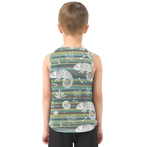J JOYSAY Chameleon Colorful Stripes Boys Tank Top Sleeveless Muscle Shirts Quick Dry Active Sport Workout Kids T-Shirts 3-15T3
