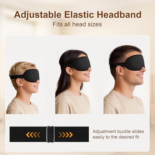 Gritin Schlafmaske für Seitenschläfer Damen & Herren, 3D Upgrade Bequem Schlafbrille mit Verstellbar Gummiband, Hautfreundlich Lichtblockierend, Ergonomische Augenmaske für Schlaf, Reisen, Flug usw.