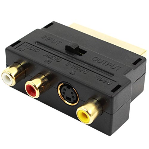 Adaptador Scart 20 Pines Macho a 3 RCA AV Hembra + S Video miniatura 1