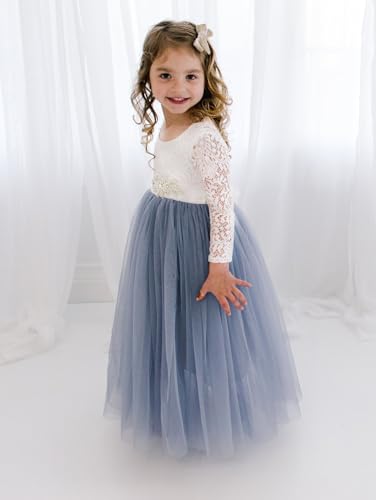Boho O-Neck Lace Flower Girls Dress 2024 Summer Wedding Tulle Tutu Kids Pageant Party Dance Dresses2
