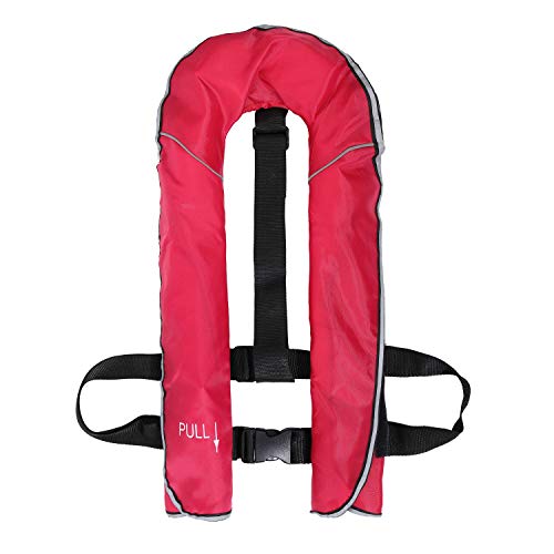 【サイ・アイ日本語取扱説明書付】 ライフジャケット ベストタイプ 手動膨張式 救命胴衣 全10色 CE認証取得済 (赤)