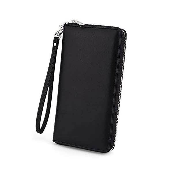UTO Women Wallet RFID Large Leather Zip Around Card Holder Checkbook Passport Organizer Ladies Travel Clutch with Wristlet CA