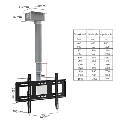 Dispositif de levage électrique télescopique pour écran plat de plafond AV - 3
