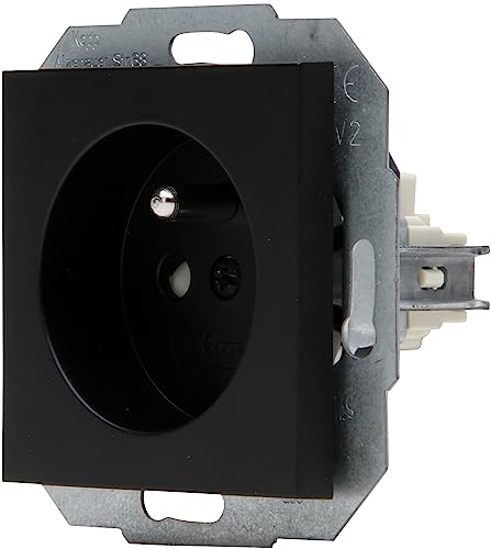 Kopp HK07 - Centre Earthing Contact Socket, Plug Sockets, Electric Sockets, Increased Touch Protection, Matte Black, Pack of 10 - Image 2