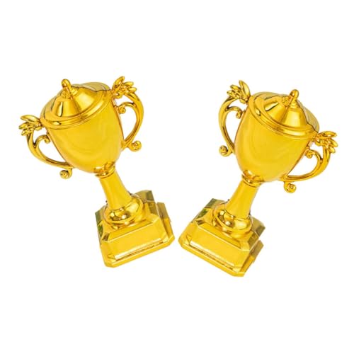 Homoyoyo 2 Piezas de Trofeo de Plástico para Decoración de Tartas Infantiles, Adornos para Pasteles de Cumpleaños, Copas de Premio Pequeñas para Fiestas y Concursos, Decoración de Mesa