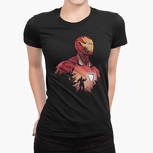 Camiseta Babylook Unissex Algodão Iron Man Thanos Avengers Vingadores Marvel HQ Tumblr (Preto, G)
