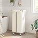 WOWLIVE 100L Rolling Laundry Hamper with Wheels Large Basket Organizer Laundry Cart with Steel Frame and Removable Bag Foldable Tall Dirty Clothes Hamper Dorm Room Storage for Bedroom (Light Beige)
