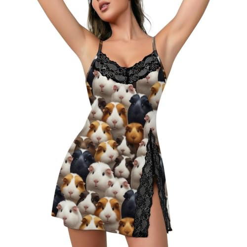 SESLFLKPJK Fashion Women Girls V-Neck Guinea Pig Nightgown