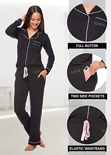 Bebe Womens Black Logo - Long Sleeve Pajama Set For Women (Black, Medium) #TOP1