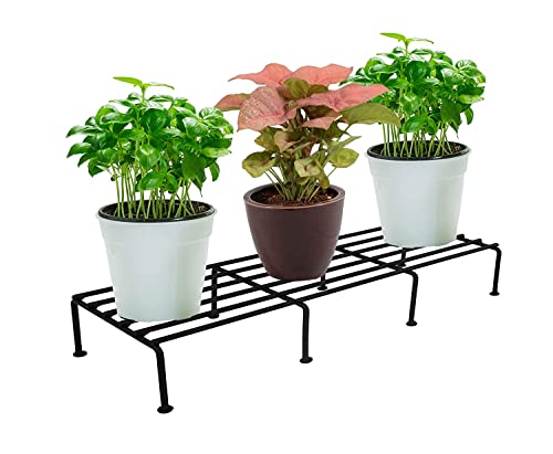 ORCHID ENGINEERS Metal Pot Stand, Flower Plant Stand for Balcony, Black, 70 cm Wide - Set of 4