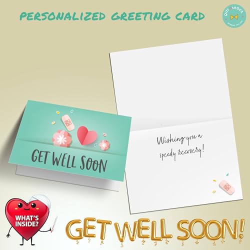 Image of Gift A Snack - Get Well Soon Snack Box Variety Pack Care Package + Greeting Card (60 Count) Feel Better Sweet Treats Gift Basket, Candies Chips Crackers Bars - Office Food Assortments