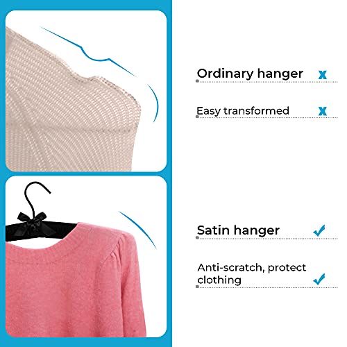 JS Hanger Padded Hanger for Sweaters - 17 Inch Extra Large Heavy Duty Satin Covered Coat Hangers No Shoulder Bump for Women Clothes, Sweaters, Dresses, Clothing, Weddings, Lingerie Pack of 10, Black by JS HANGER - Image 3